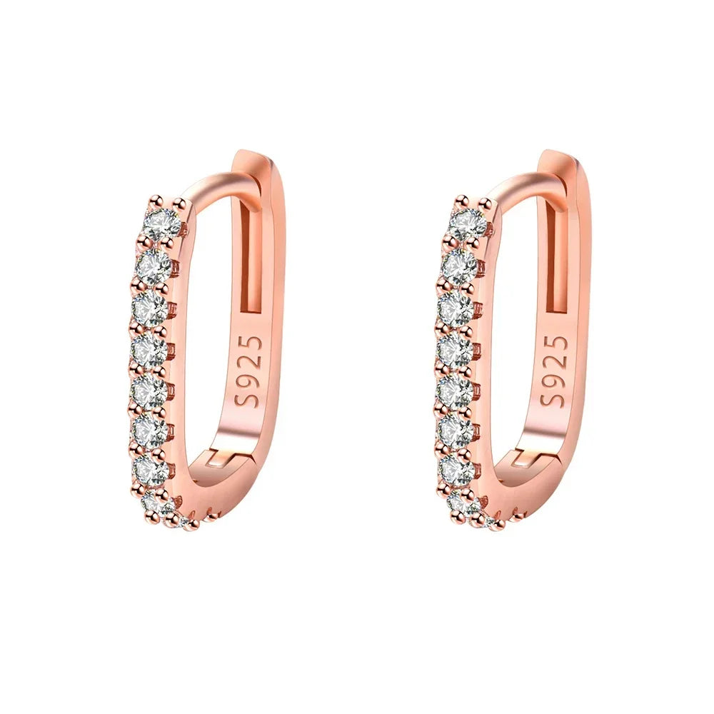 SORI STYLE 925 Sterling Silver Crystal Fashion Hoop Earrings — flat-lay composition