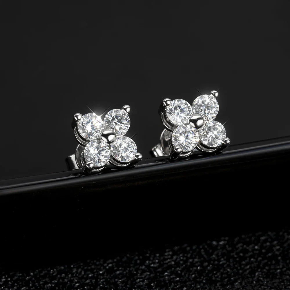 SORI STYLE VVS1 D Round Moissanite Stud Earrings for Women — side view
