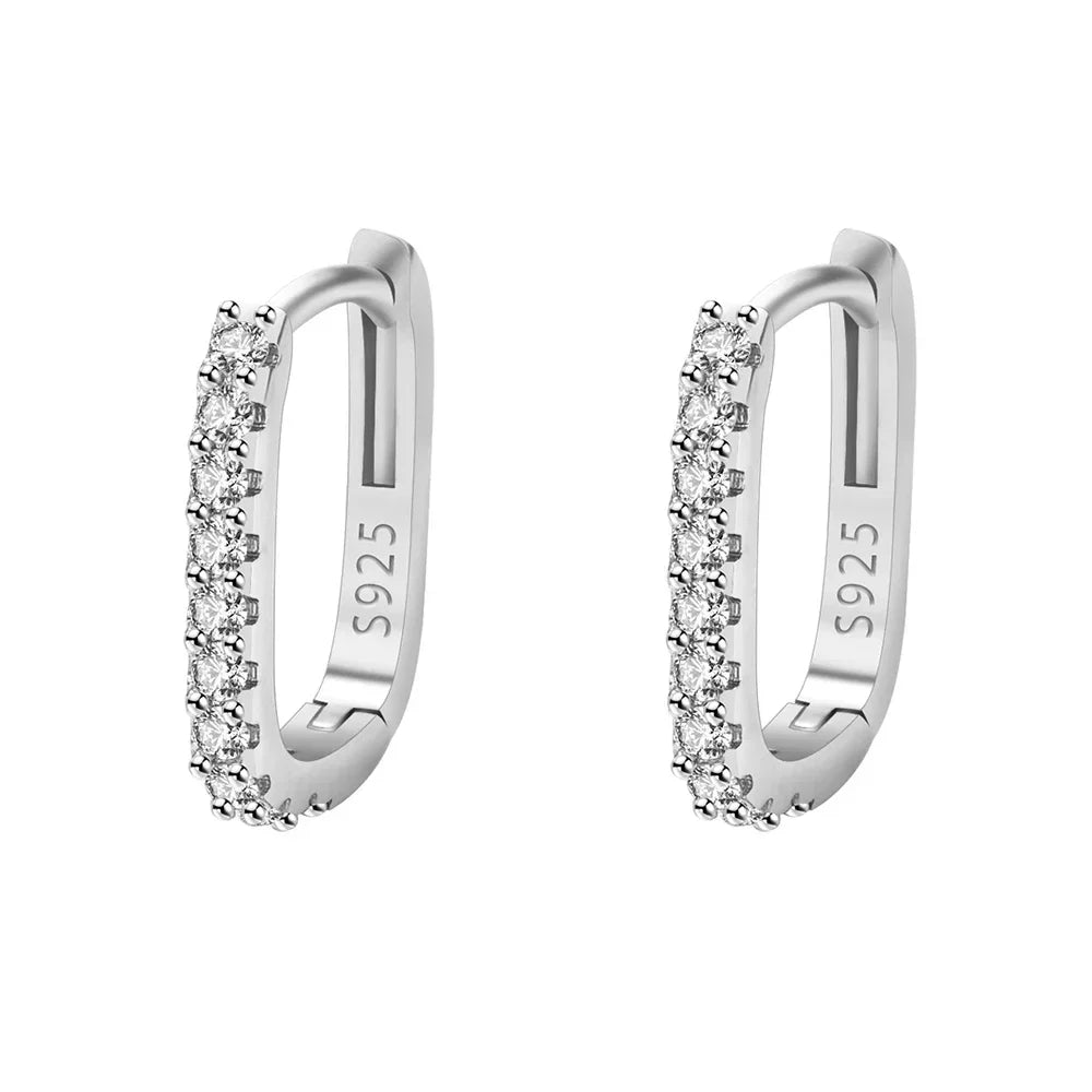 SORI STYLE 925 Sterling Silver Crystal Fashion Hoop Earrings — main product shot