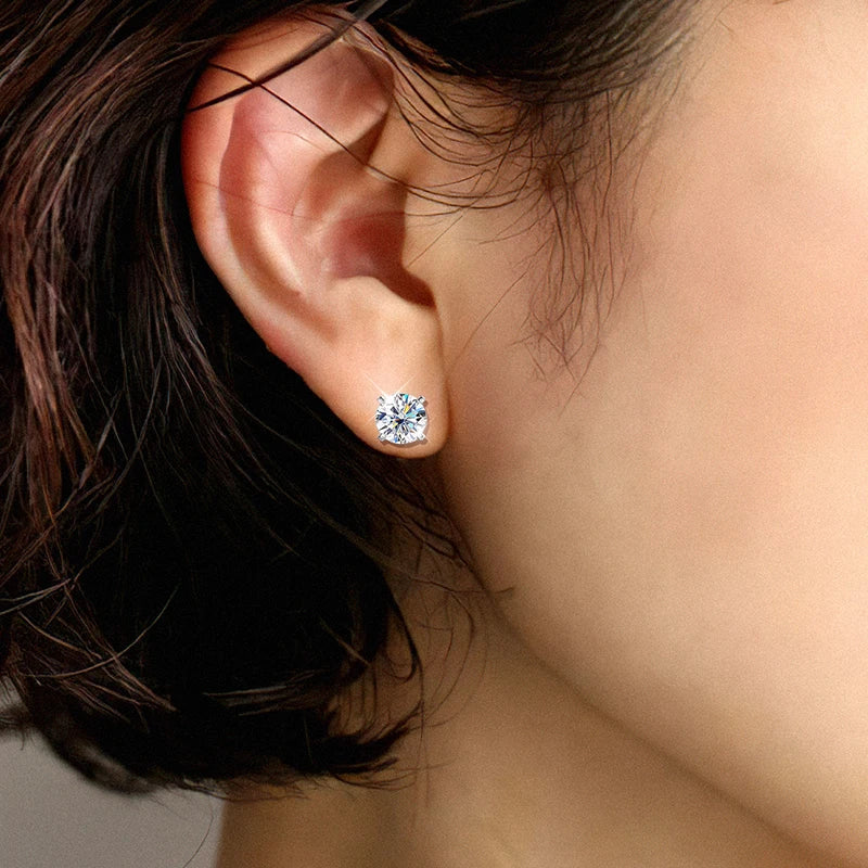 SORI STYLE 925 Sterling Silver Moissanite Stud Earrings for Women — in-use photo