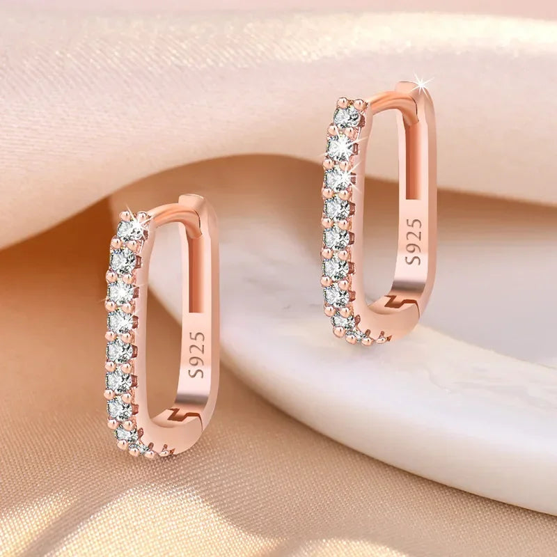SORI STYLE 925 Sterling Silver Crystal Fashion Hoop Earrings — fabric or material detail
