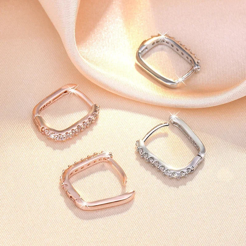 SORI STYLE 925 Sterling Silver Crystal Fashion Hoop Earrings — color detail