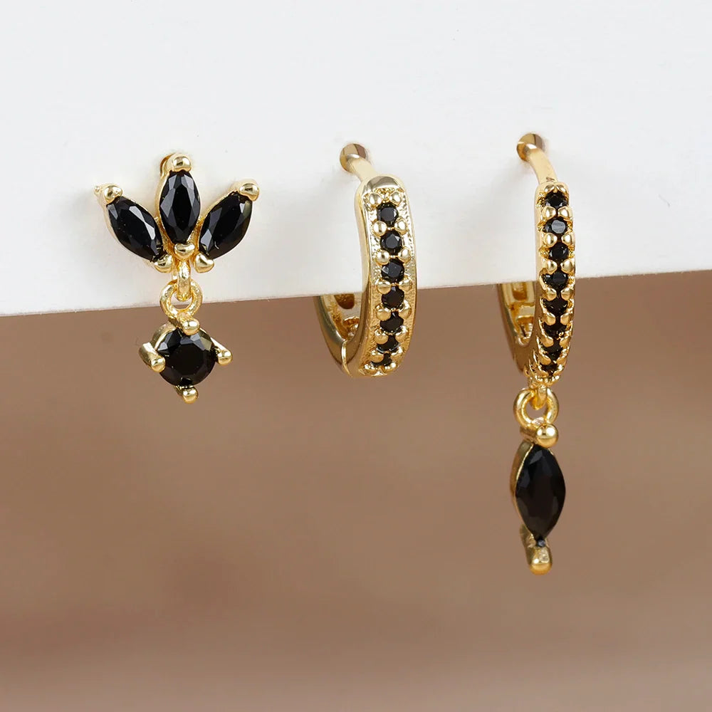 SORI STYLE 3PCS Horse Eye Zircon Stud Earrings — lifestyle context