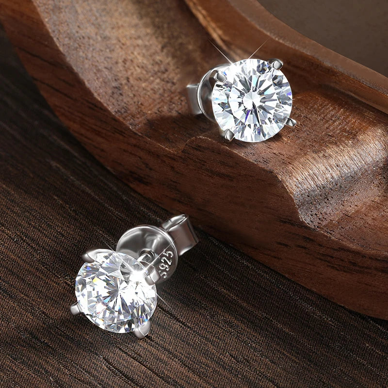 SORI STYLE 925 Sterling Silver Moissanite Stud Earrings for Women — side view