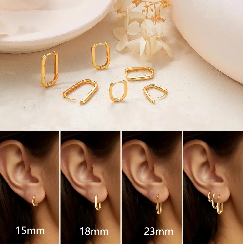SORI STYLE Minimalist Huggie Square Hoop Earrings — side view