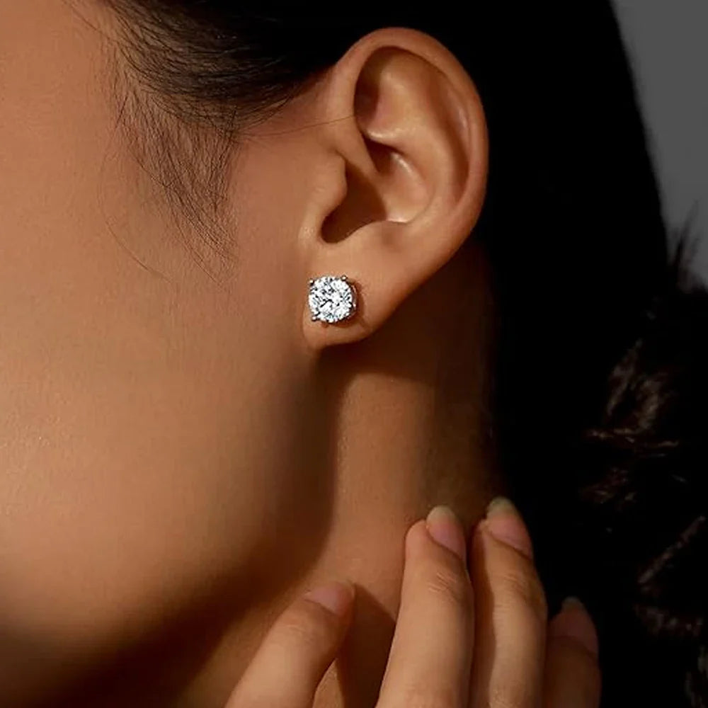 SORI STYLE 2.0ct Moissanite Stud Earrings in 925 Sterling Silver — side view