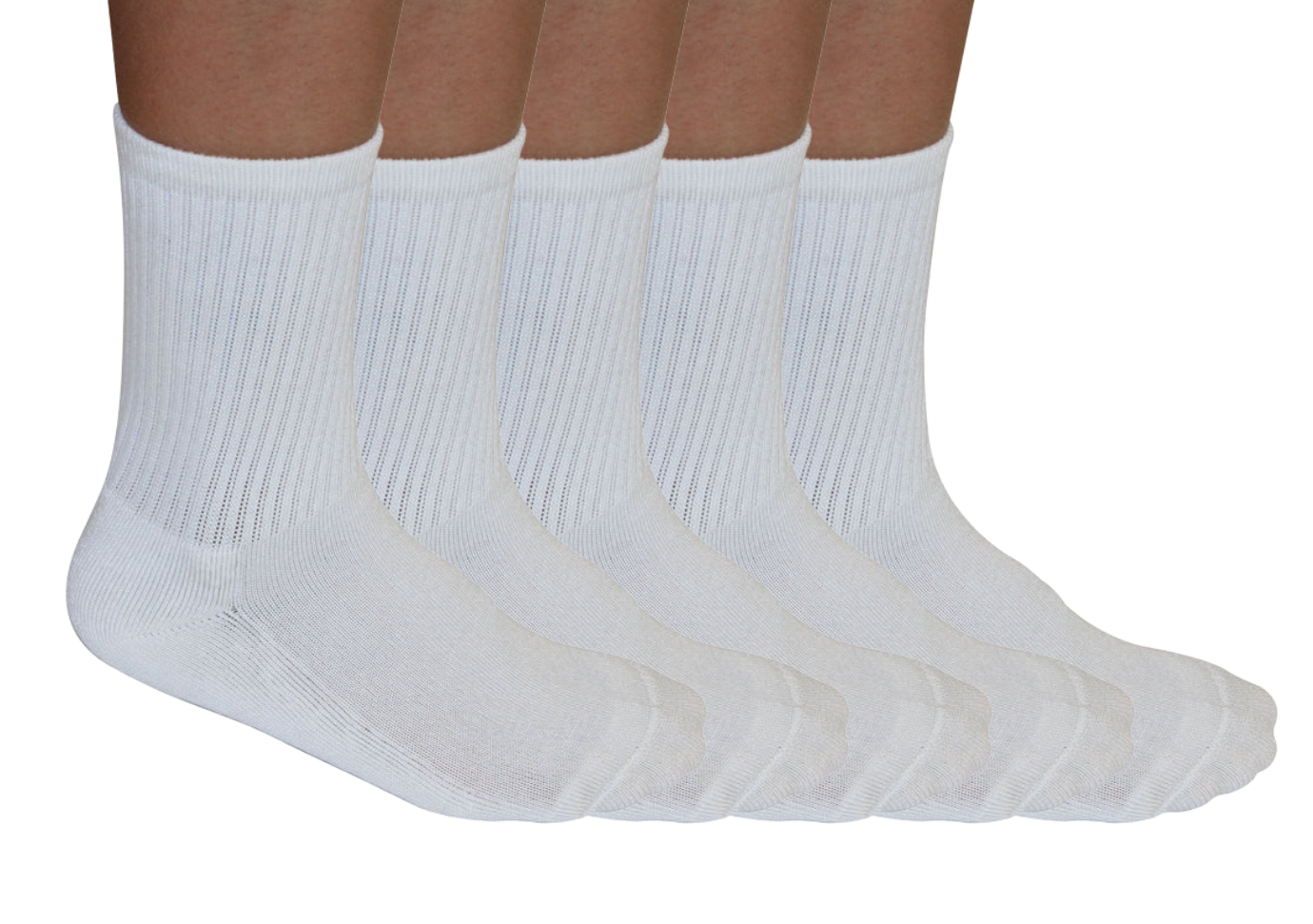Spun Bamboo 3/4 Crew Athletic Bamboo Viscose Socks Unisex White Color - 5-pack — main product shot