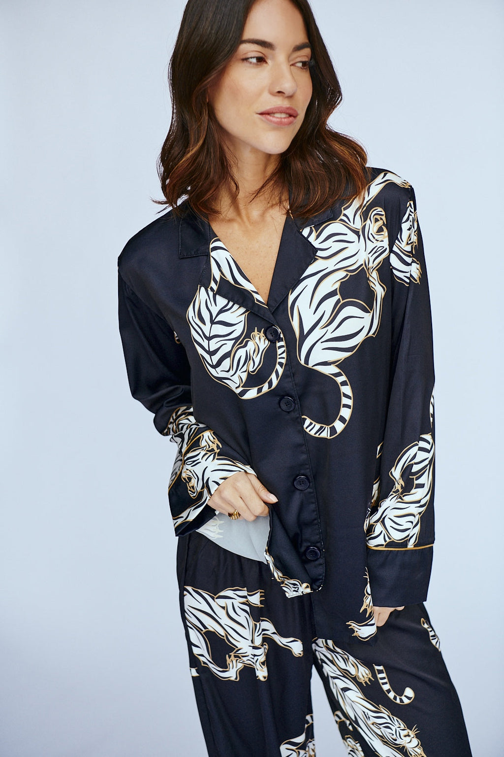 Simoné Sleepwear USA Washable Silk Pajama Set - Kenya — size reference
