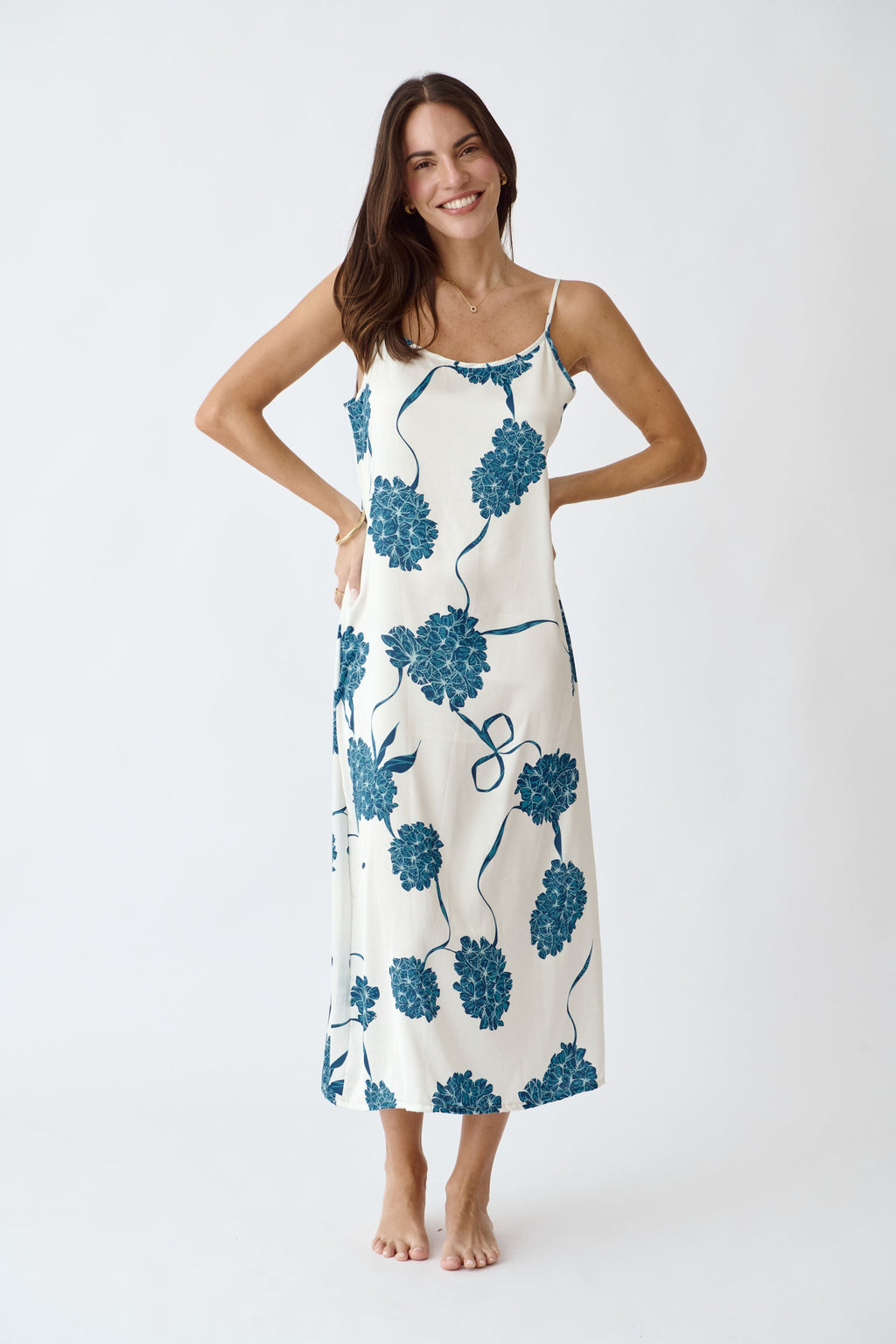 Simoné Sleepwear USA Washable Silk Kimono & Dress Set - Blossom — color detail