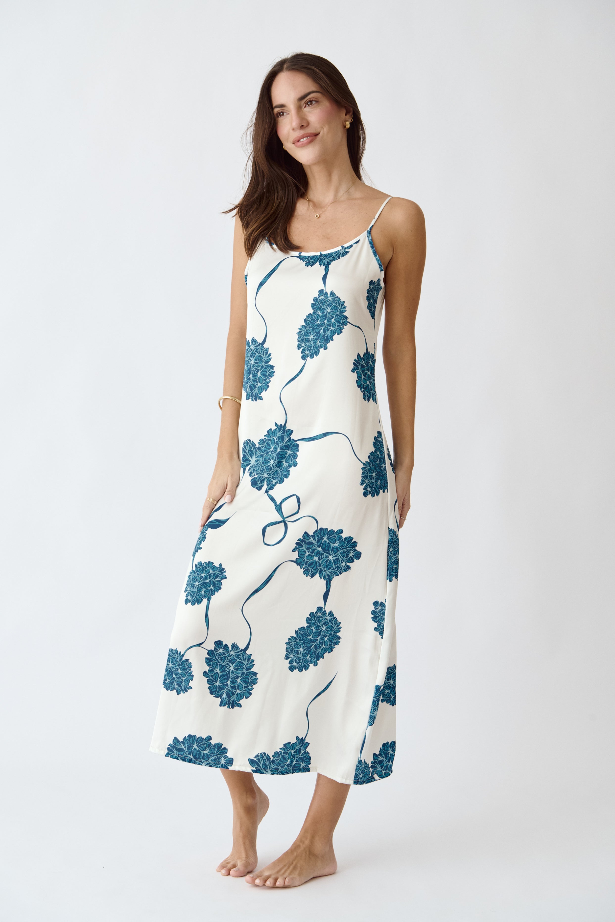 Simoné Sleepwear USA Washable Silk Kimono & Dress Set - Blossom — comparison shot