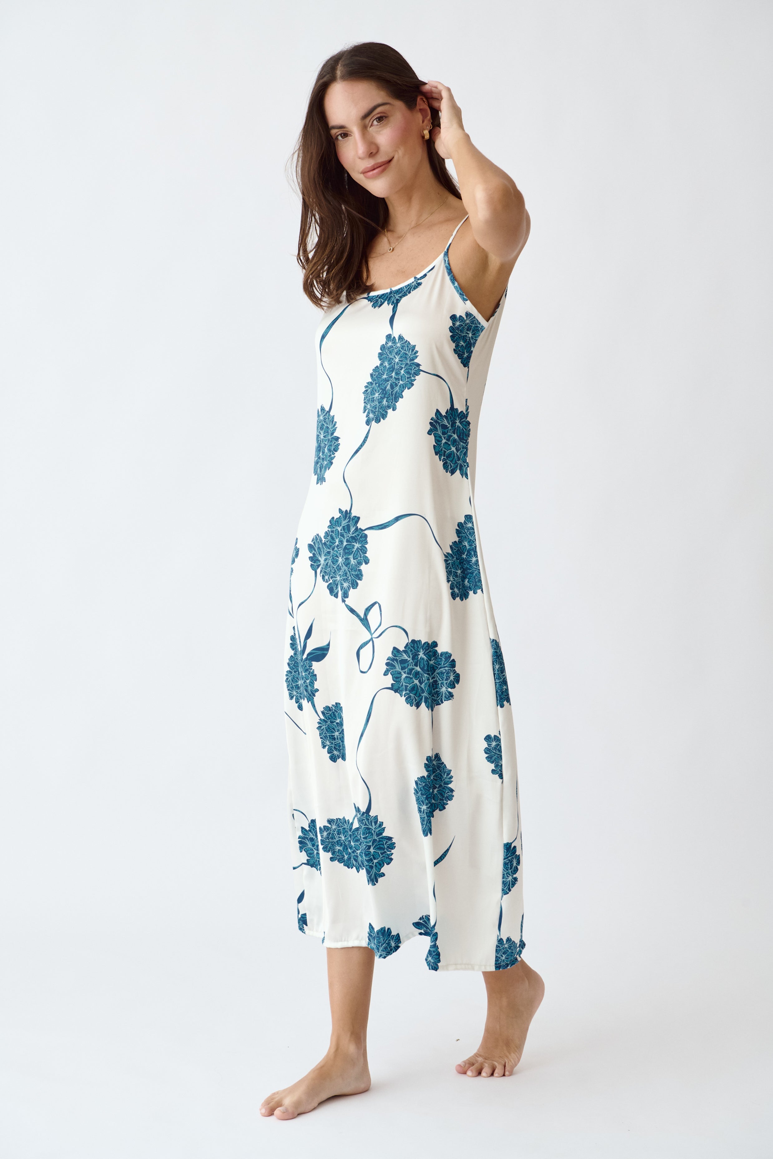 Simoné Sleepwear USA Washable Silk Kimono & Dress Set - Blossom — feature highlight