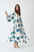 Simoné Sleepwear USA Washable Silk Kimono & Dress Set - Blossom — lifestyle context