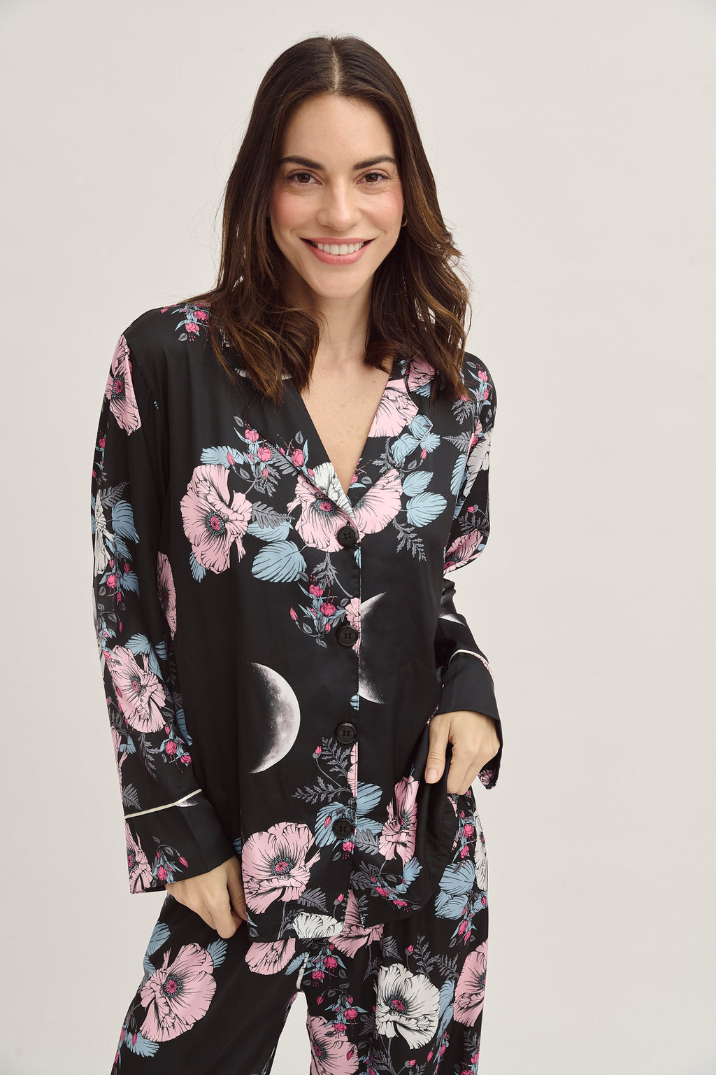 Simoné Sleepwear USA Washable Silk Pajama Set - Grace Kelly — side view