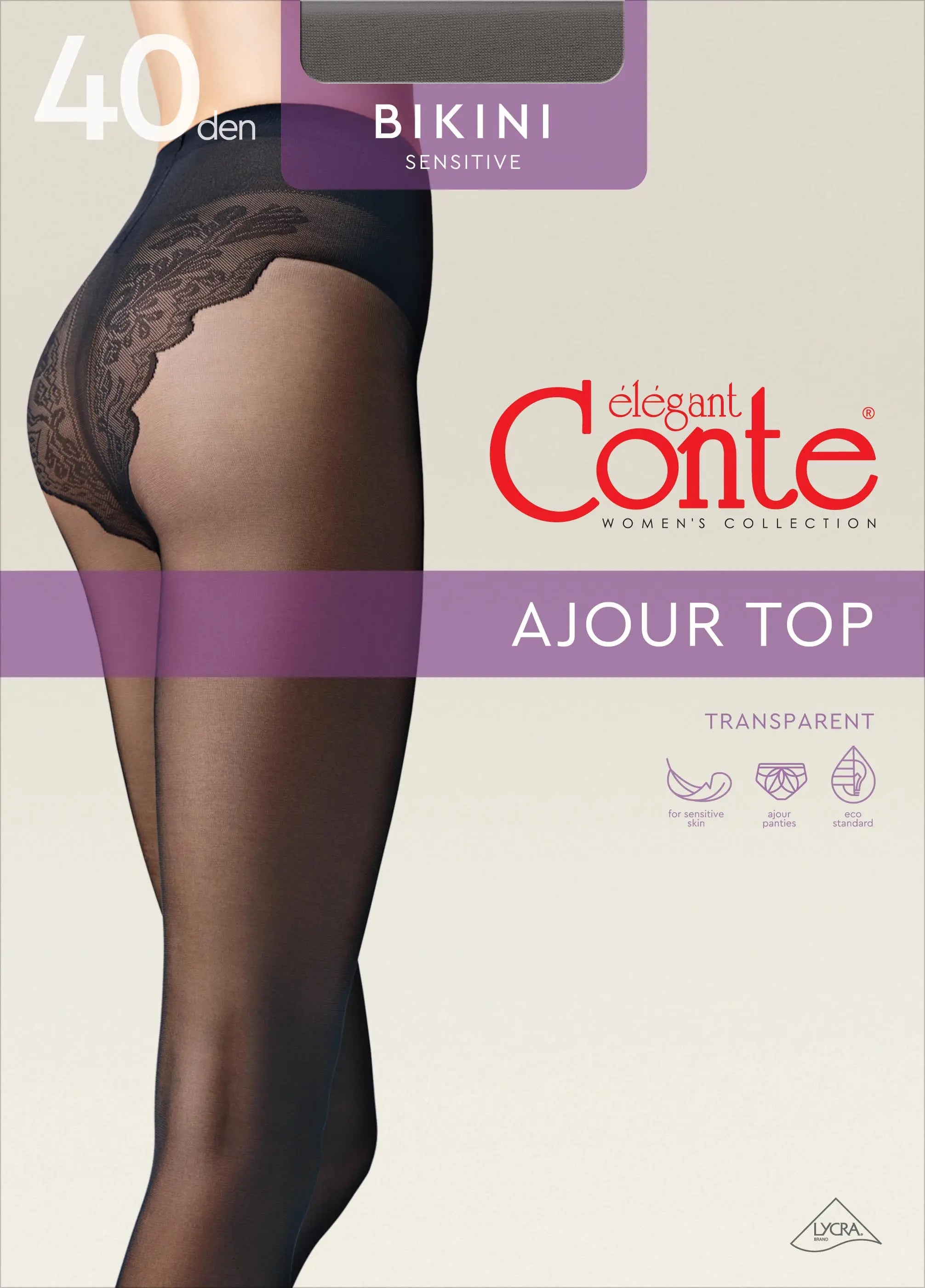 TheRanok.com Tights Conte Bikini 40 Den - Ajour Top — back view