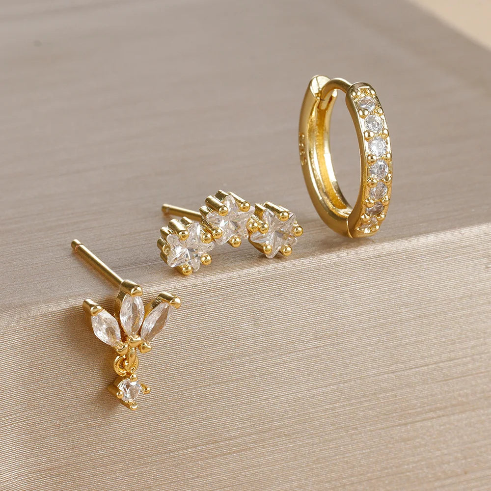 SORI STYLE 3PCS Star Zircon Hoop Huggie Earrings — packaging