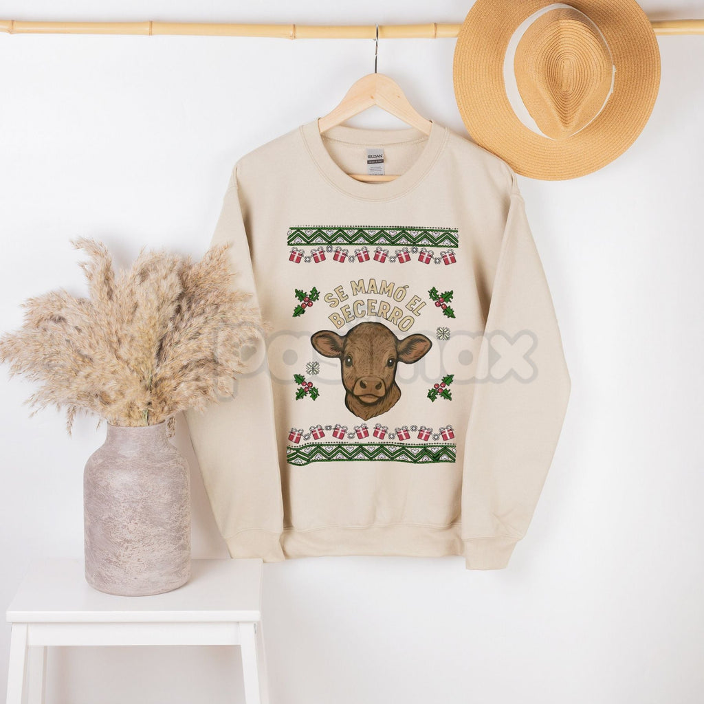 Pasimax "Se Mamó El Becerro" Sweatshirt | Funny Mexican Spanish Idiom Crewneck | Norteño Music Fan Gift — main product shot