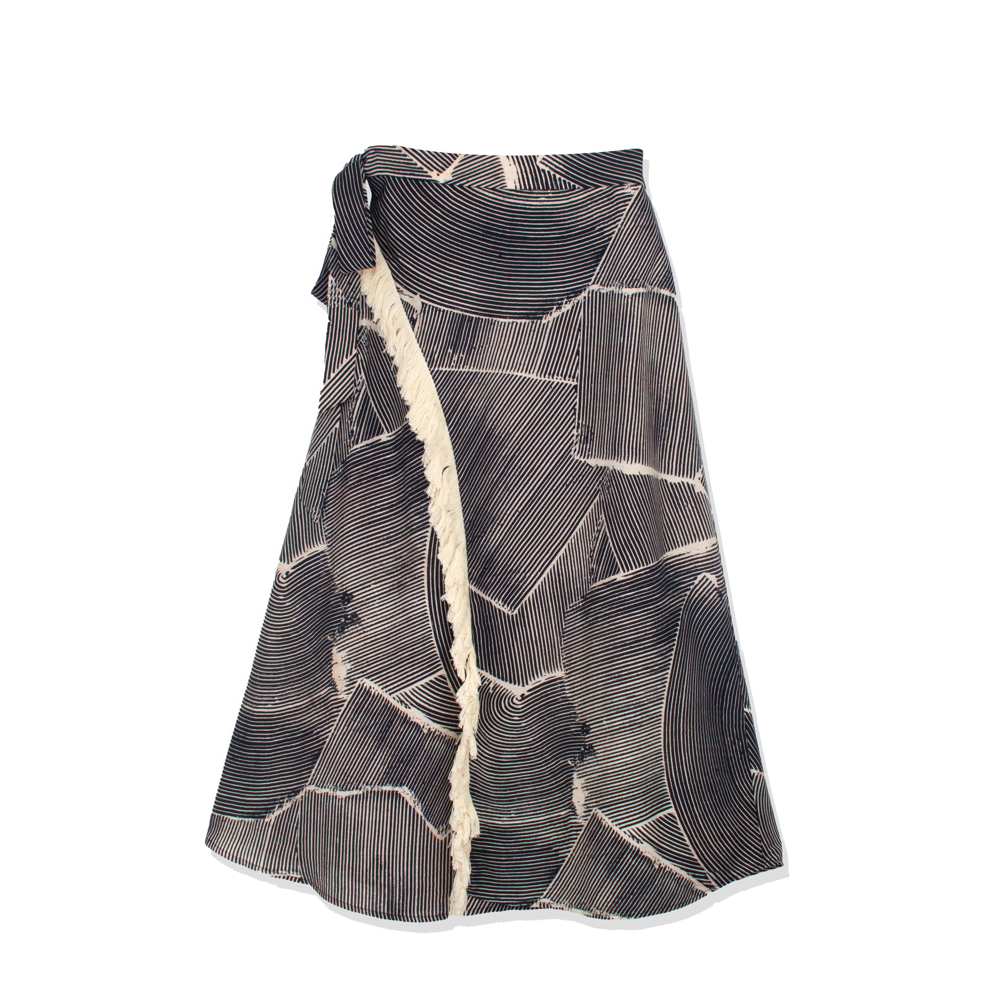 profile-nyc FAUX WRAP FRINGE SKIRT — lifestyle context