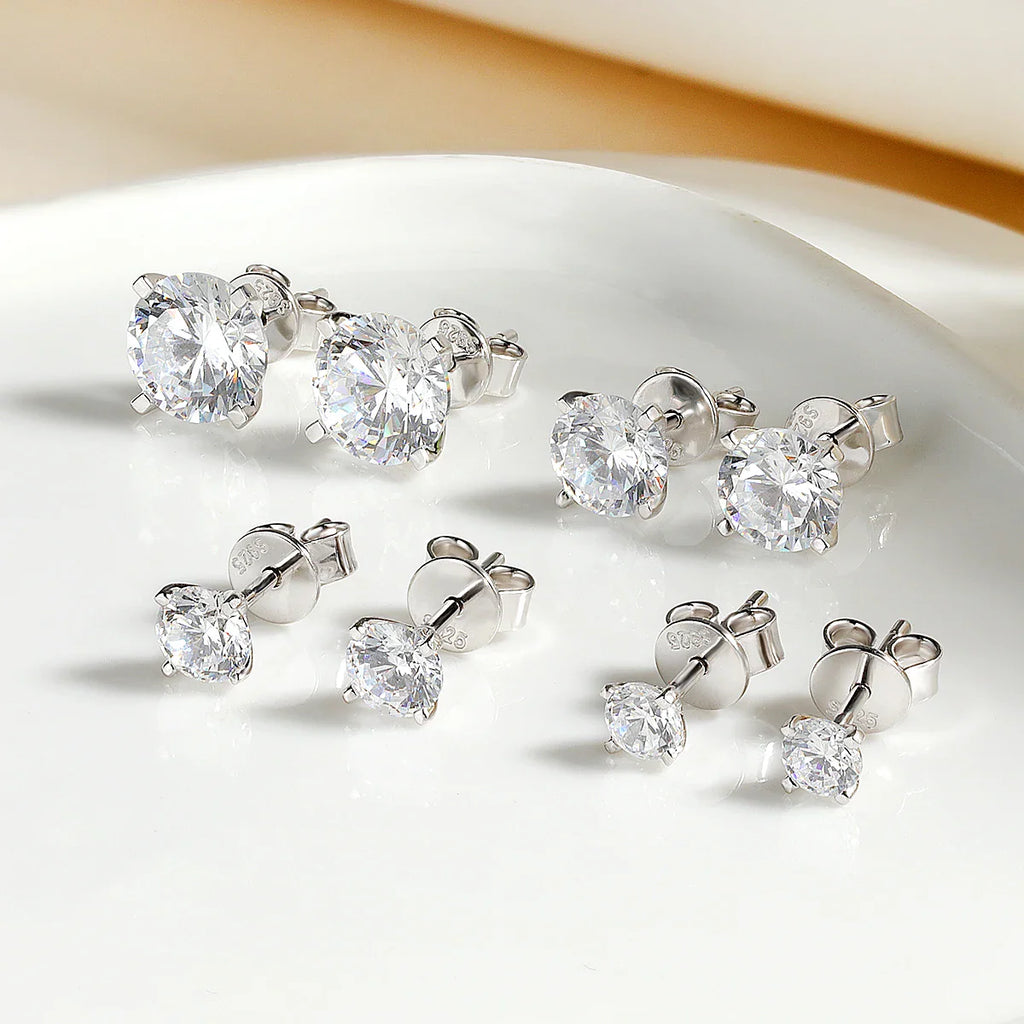 SORI STYLE 925 Sterling Silver Moissanite Stud Earrings for Women — detail close-up
