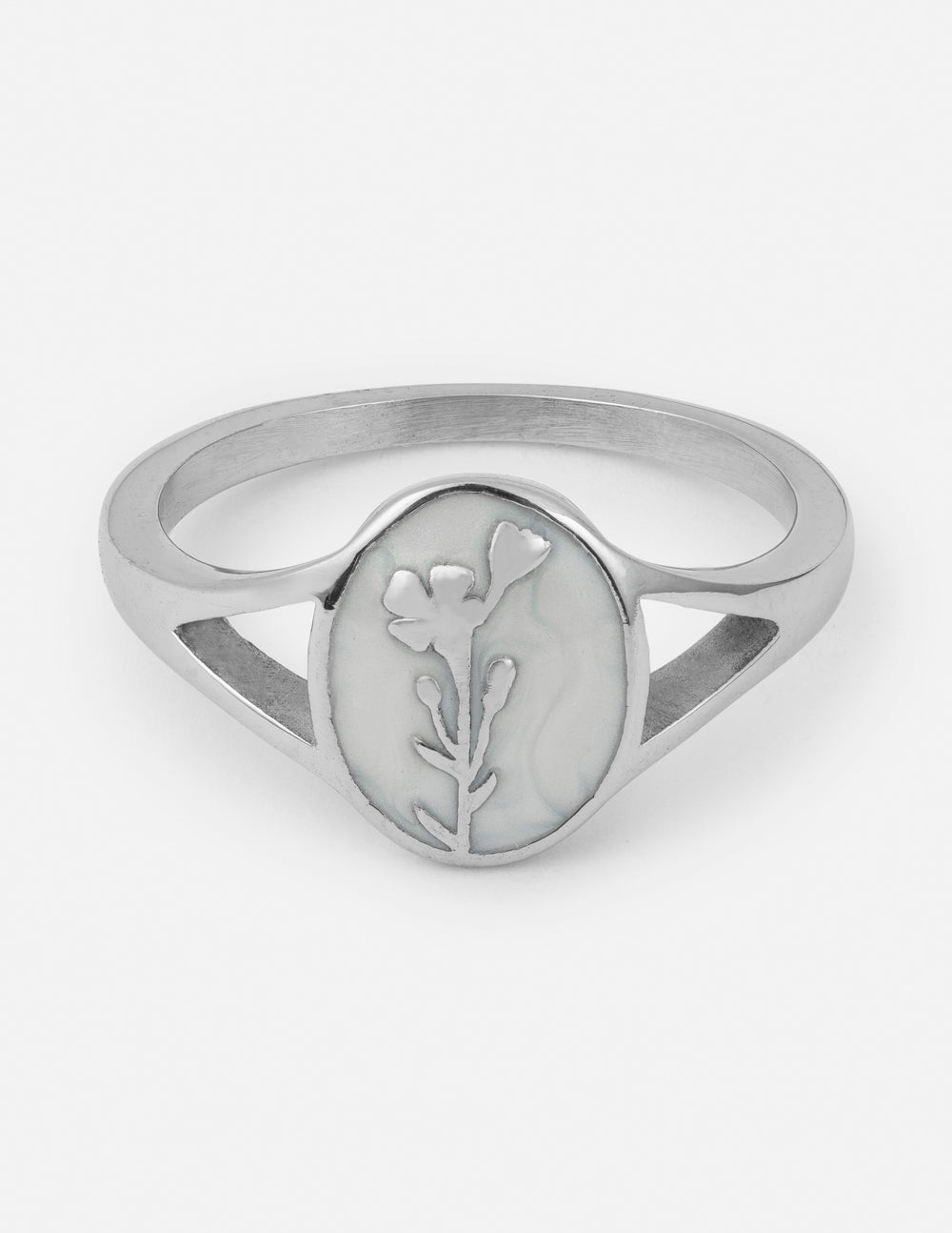 Elevated Faith Silver Wildflower Signet Ring — main product shot