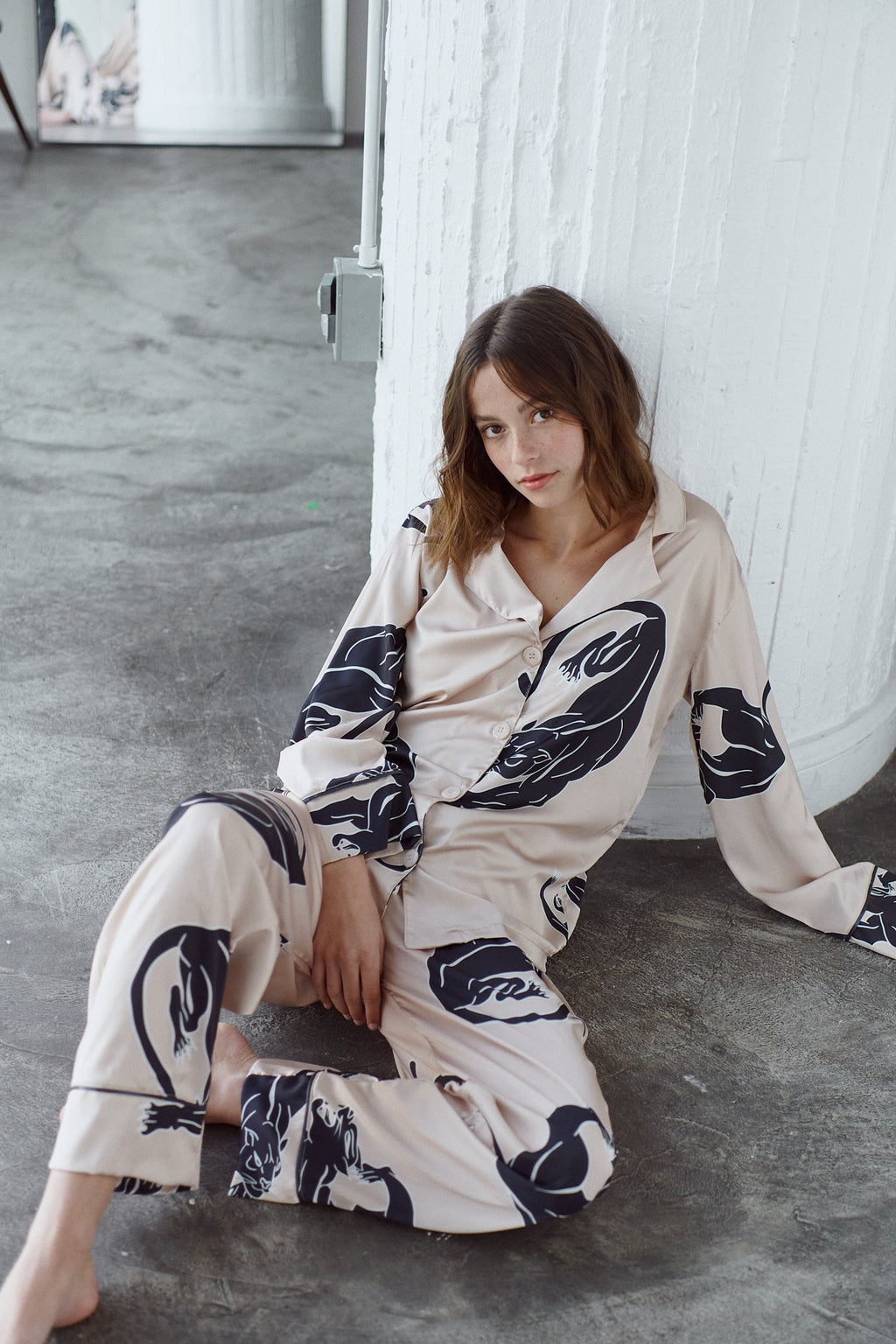 Simoné Sleepwear USA Washable Silk Pajama Set - Thera — detail close-up