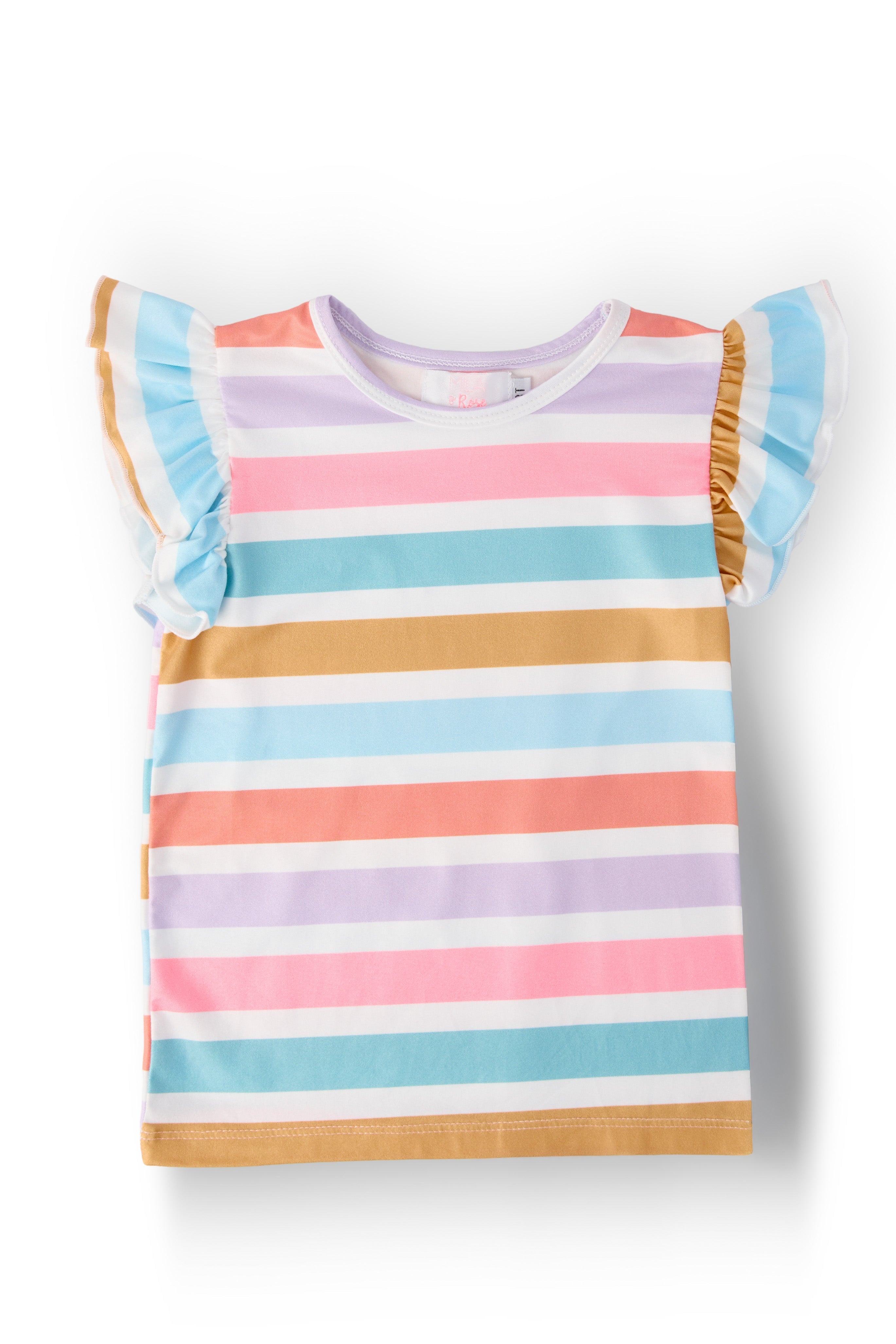 Mila & Rose ® Spring Stripes S/S Ruffle Tee — main product shot