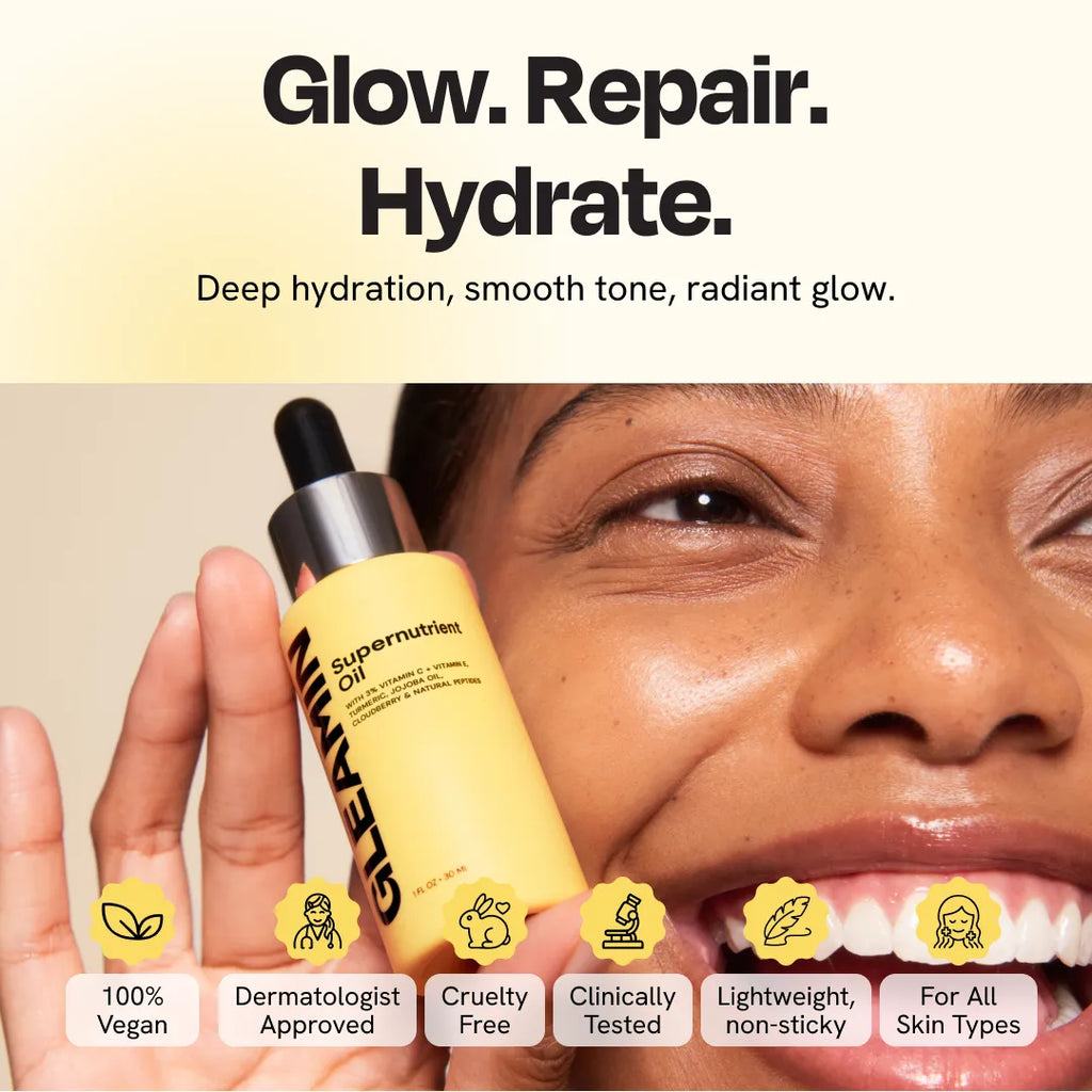 Gleamin Supernutrient Oil — oil texture macro