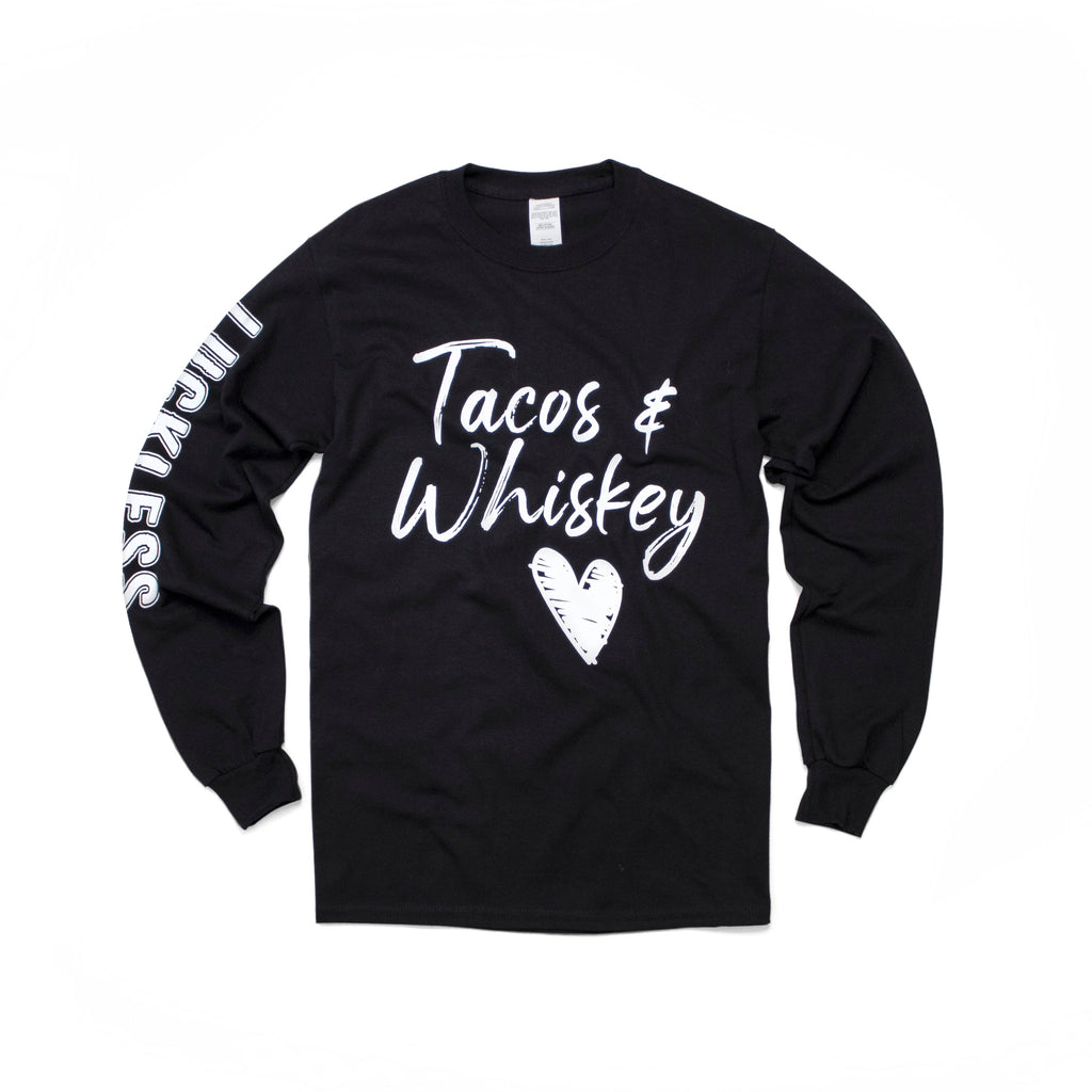 Luckless Outfitters Tacos and Whiskey Hoodie — detail close-up
