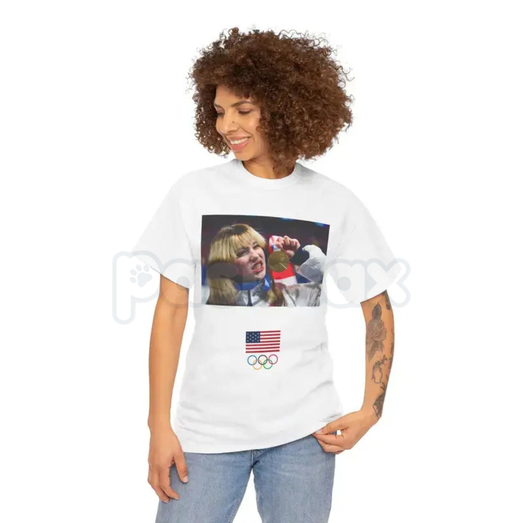 Pasimax Team USA Olympics American Flag T-Shirt - Official Style Olympic Rings Graphic Tee, Premium 100% Cotton Team USA Fan 