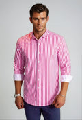Buki The Go Big Stripe Long Sleeve Tech Shirt - Sunset Stripe — main product shot