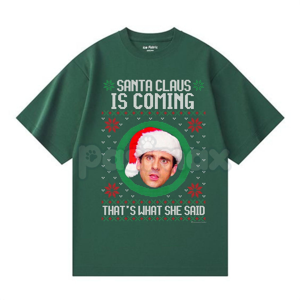 Pasimax The Office Christmas Vintage T-Shirt - Michael Scott Santa Claus Meme Tee, Funny Holiday TV Show Gift, Unisex Dunder 