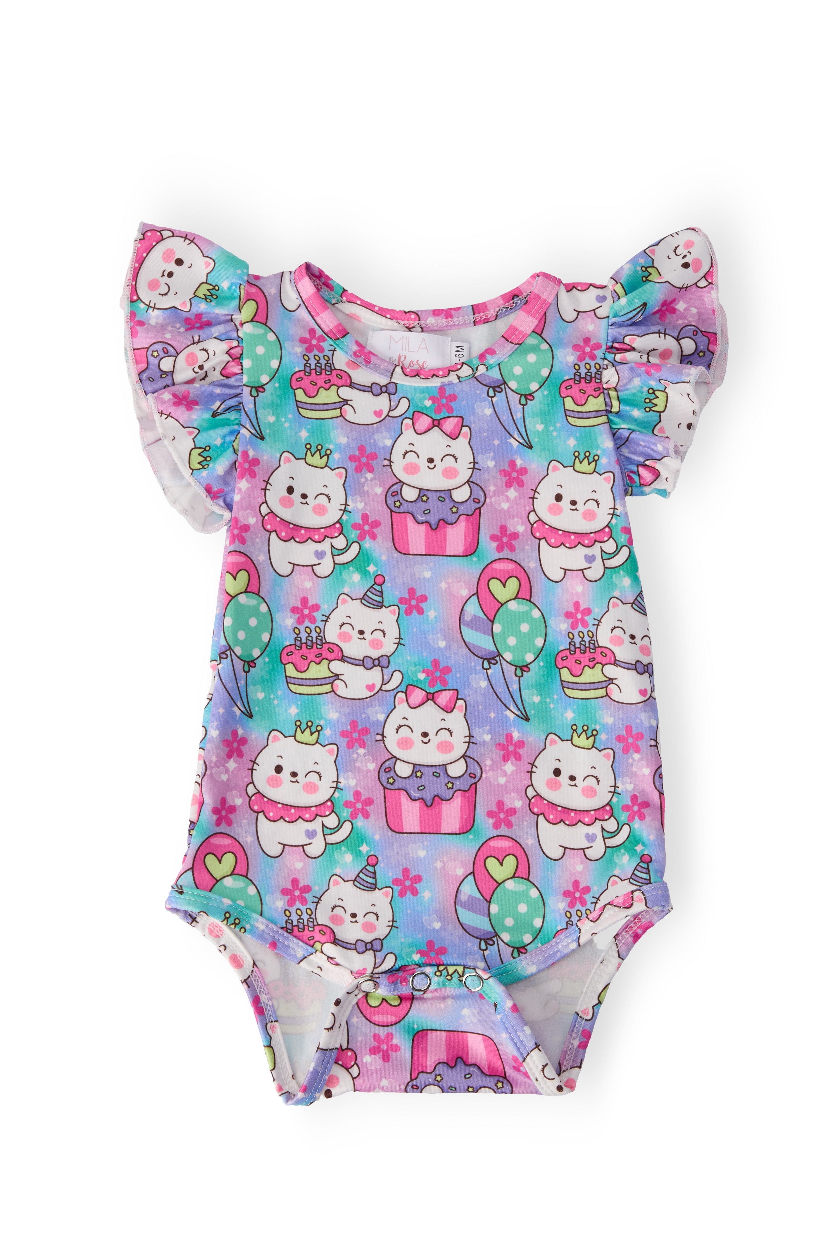 Mila & Rose ® Time To Purr-ty S/S Flutter Bodysuit — main product shot