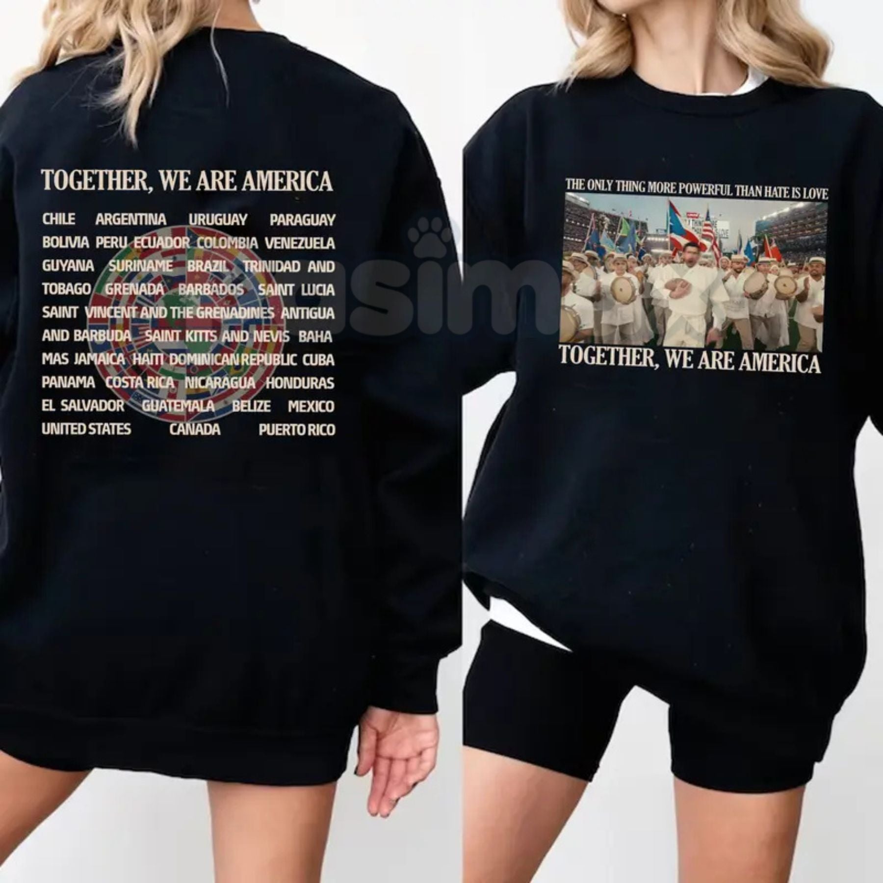 Pasimax Together We Are America Bunny Bowl Sweatshirt | 2-Sided Unisex Bunny Bowl Jumper | Patriotic Football Bunny Crewneck 
