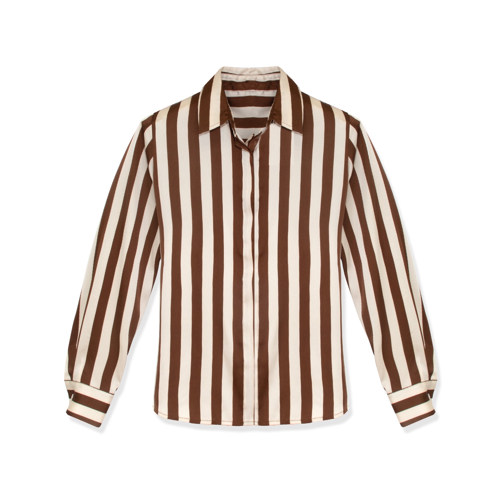 profile-nyc STRIPED  SILKY BLOUSE — back view