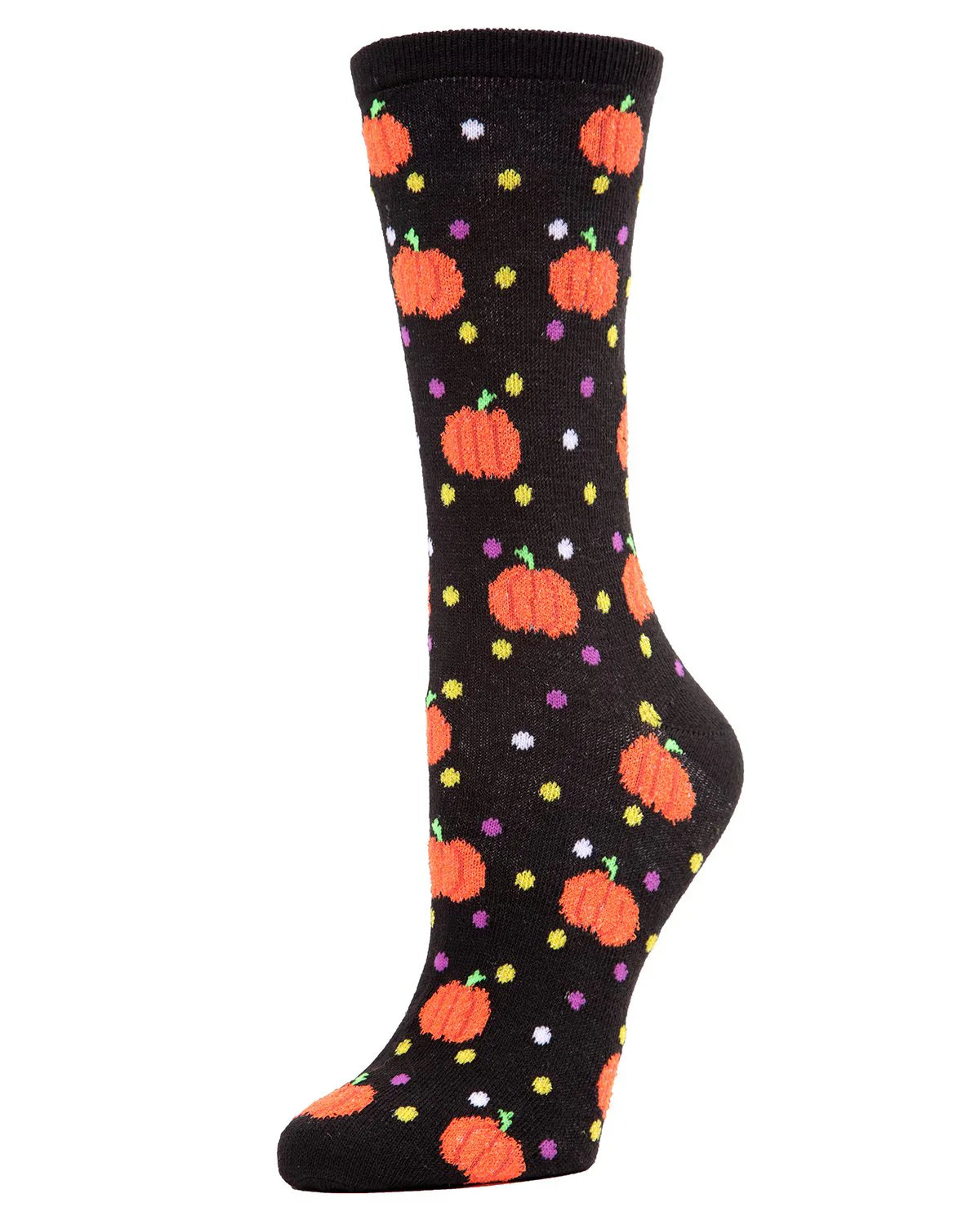 KADOU BOUTIQUE Tossed Pumpkin & Dot Crew Socks — main product shot