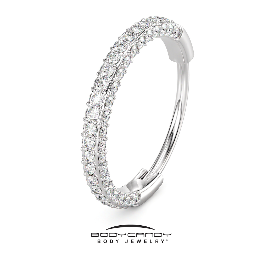 BodyCandy 18G Implant Grade Titanium Triple Sided Micro Gem Hinged Nose Hoop — back view