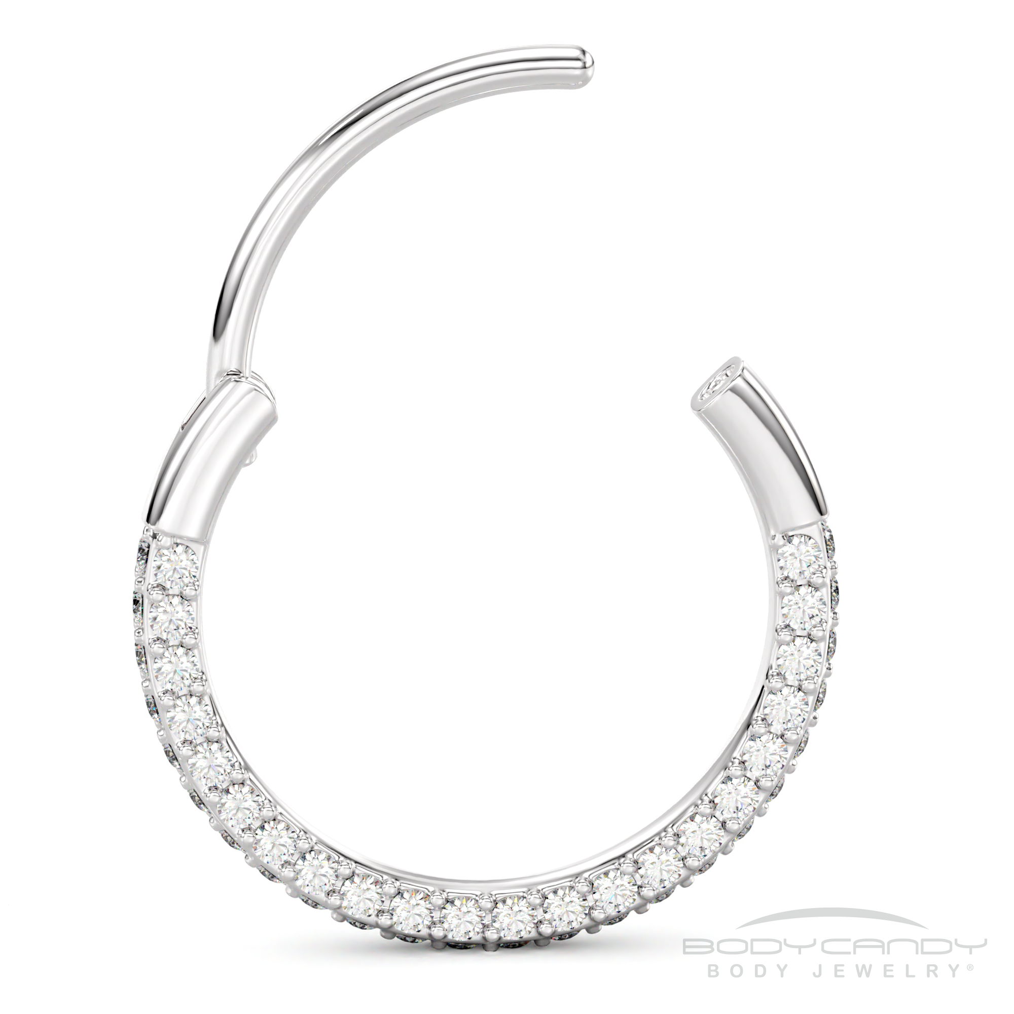 BodyCandy 20G Implant Grade Titanium Triple Sided Micro Gem Hinged Nose Hoop — side view