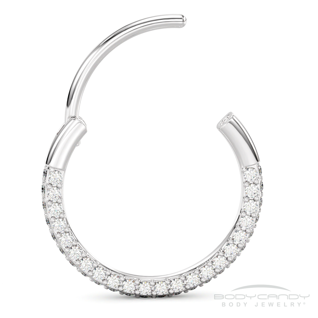 BodyCandy 18G Implant Grade Titanium Triple Sided Micro Gem Hinged Nose Hoop — in-use photo
