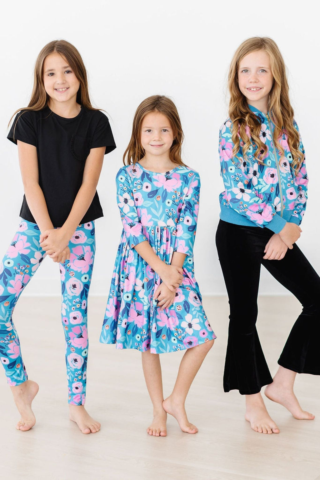 Mila & Rose ® Twirling in Teal 3/4 Sleeve Pocket Twirl Dress — lifestyle context