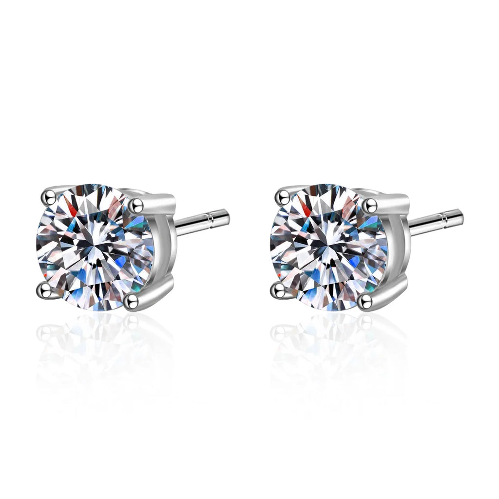 SORI STYLE 2.0ct Moissanite Stud Earrings in 925 Sterling Silver — detail close-up