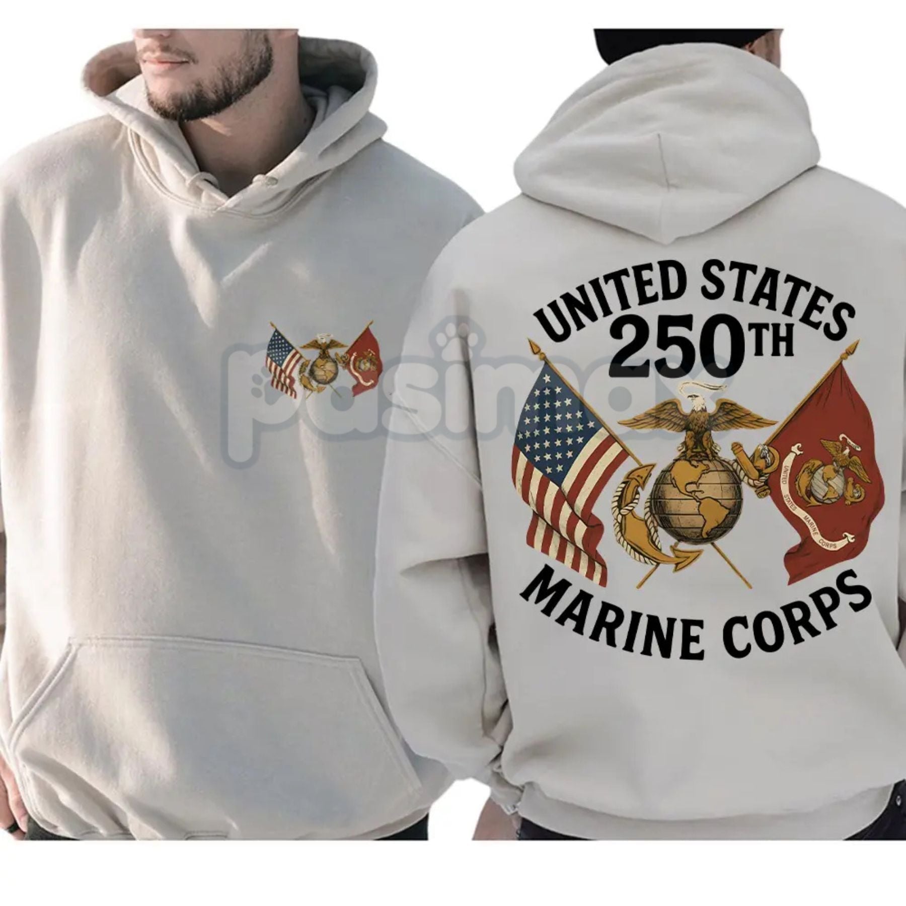 Pasimax USMC 250 Years Hoodie – United States Marine Corps Birthday Commemorative Pullover, Veteran & Active Duty Gear, Unise
