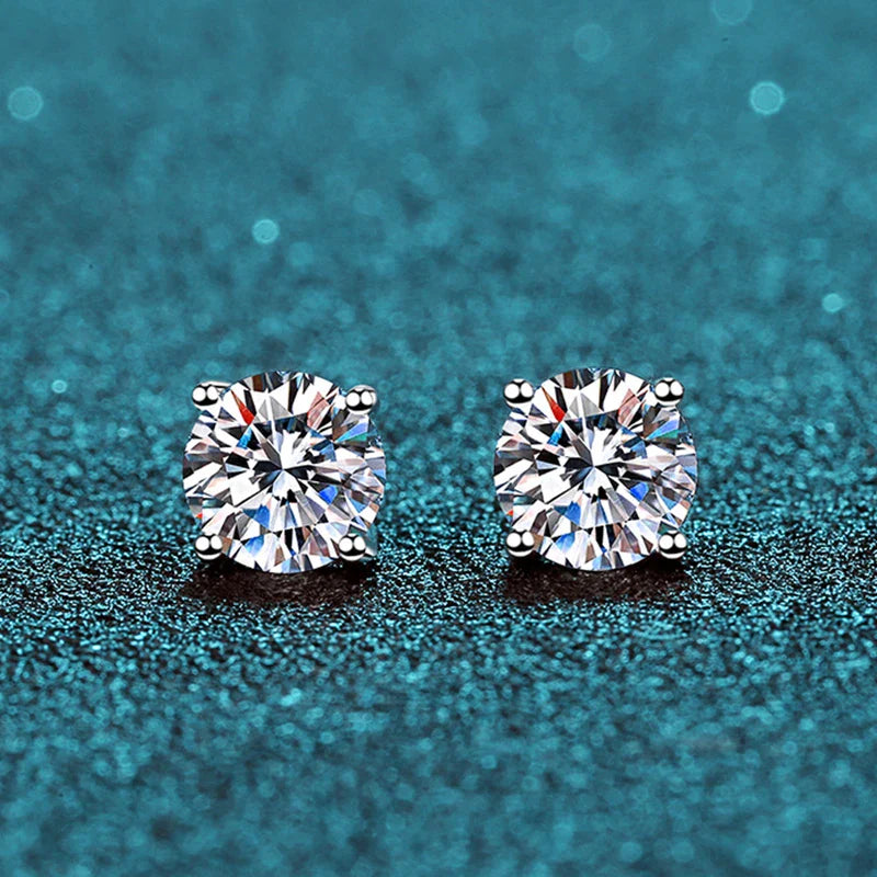 SORI STYLE 2.0ct Moissanite Stud Earrings in 925 Sterling Silver — back view