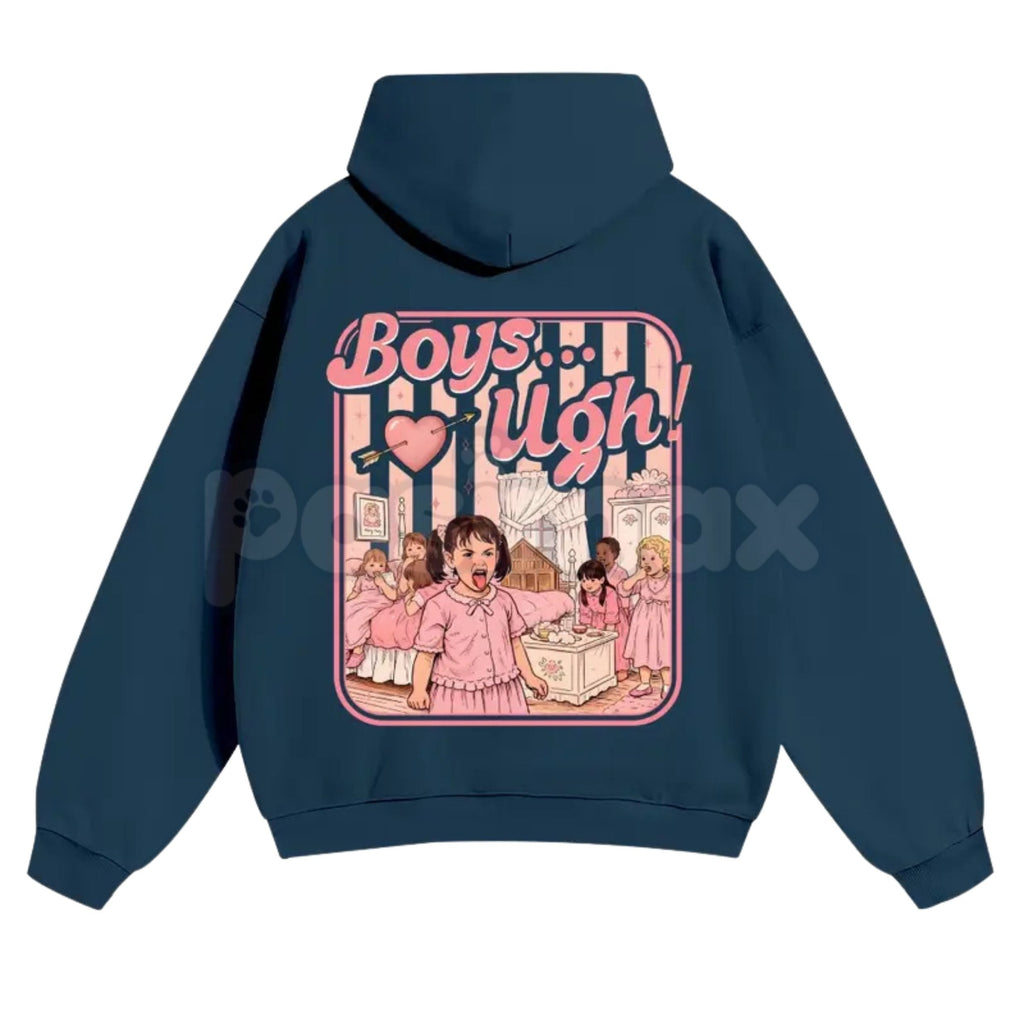 Pasimax Unisex “Boys...Ugh!” 90s Movie Quote Hoodie – Funny Valentine's Streetwear Pullover, Retro Y2K Aesthetic Graphic Hood