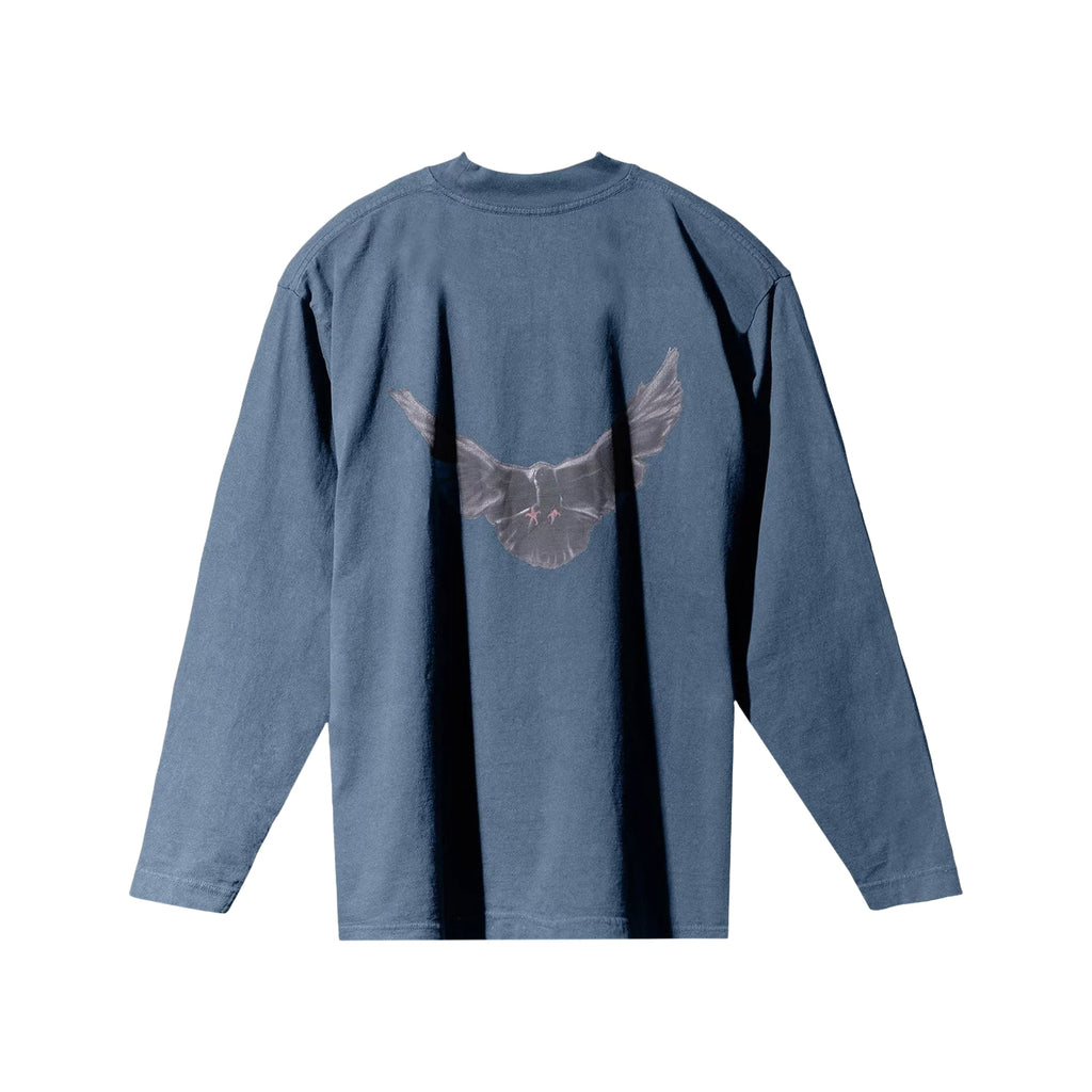 Phantom Marketplace Yeezy Gap Engineered by Balenciaga Dove Long-Sleeve Tee - Dark Blue — detail close-up