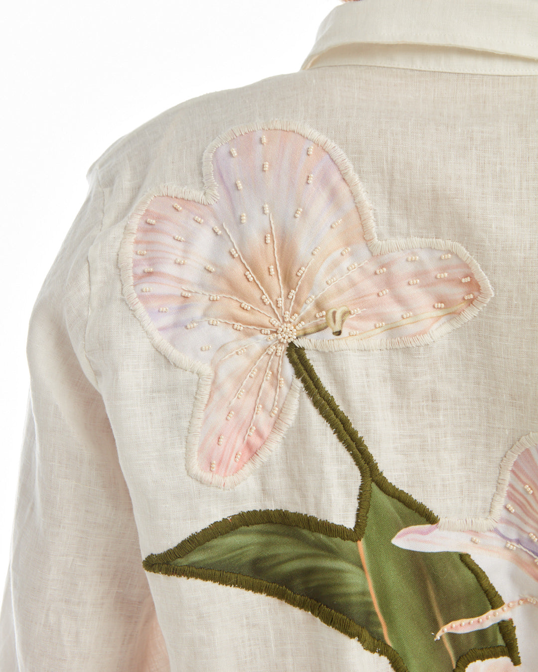 LA'AVANA Floral shirt white — side view