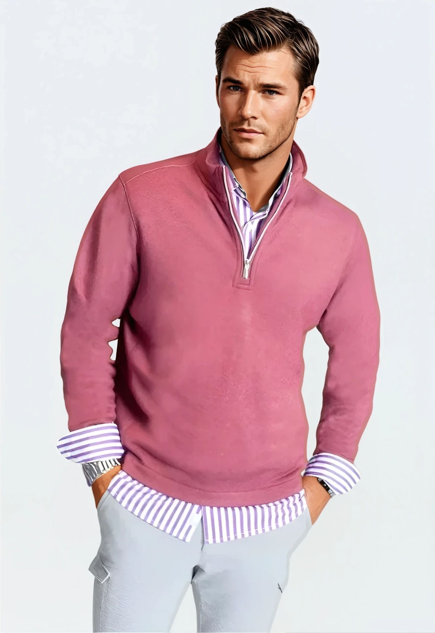 Buki Voey Quarter Zip Sweatshirt - Wine — main product shot