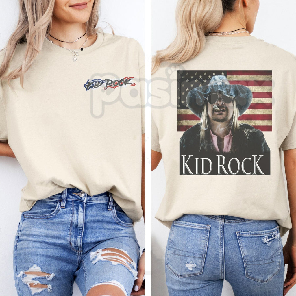 Pasimax Vtg Kid Rock 2024 Tour Men’s T-Shirt - American Rock & Roll Graphic Tee, Official Style Kid Rock Fan Apparel, Premium