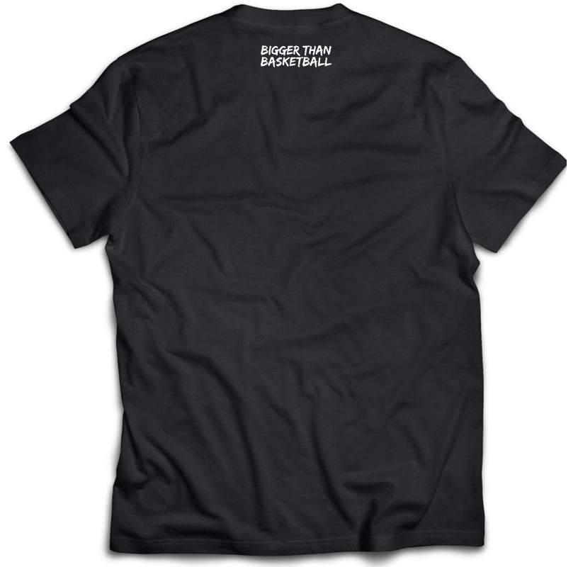 Bigger Than Basketball Things I Do Everyday - T-Shirt - Black — Bigger Than Basketball branding close-up