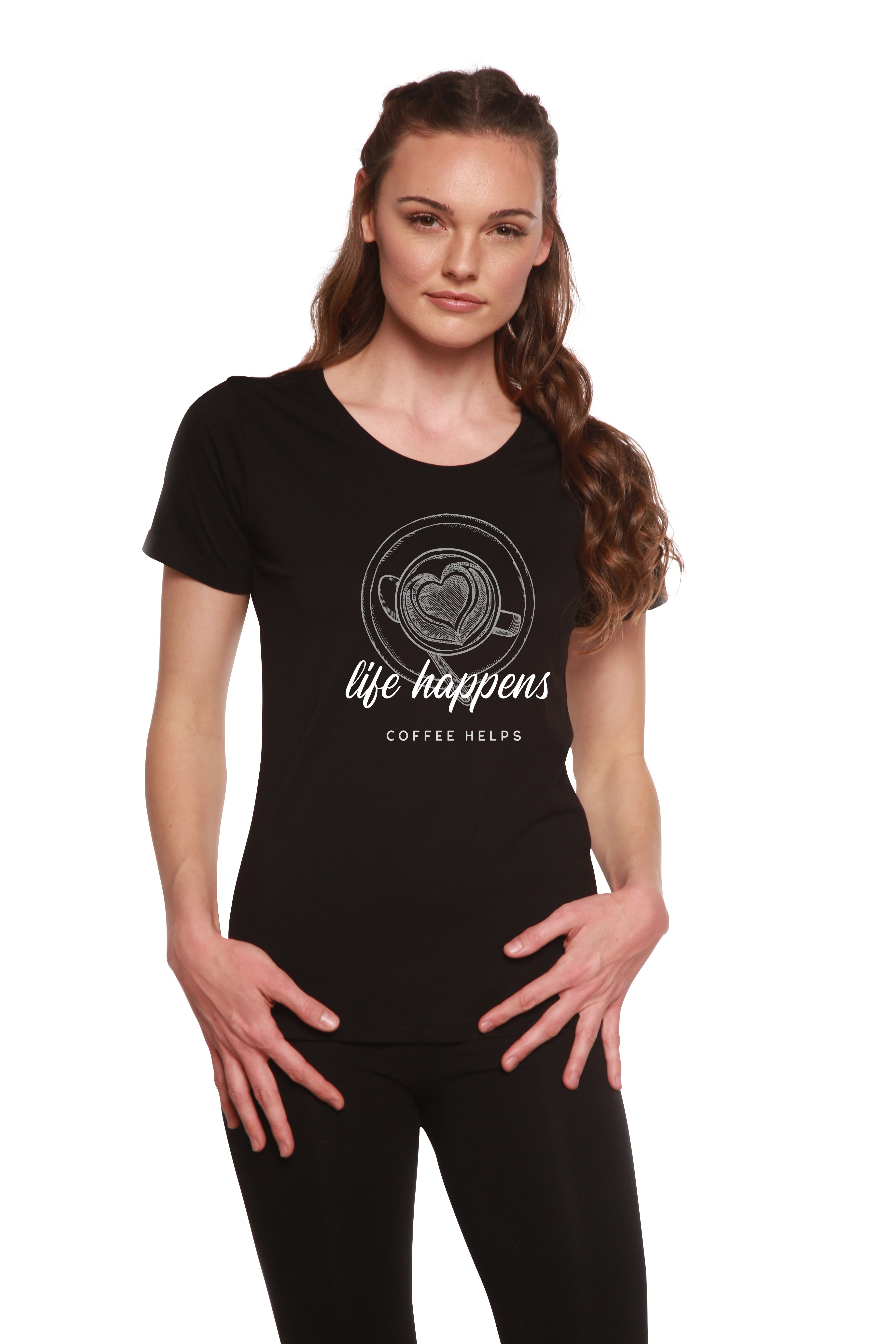 Spun Bamboo Life Happens Printed Women's Bamboo/Cotton Short Sleeve Scoop Neck T-Shirt — main product shot