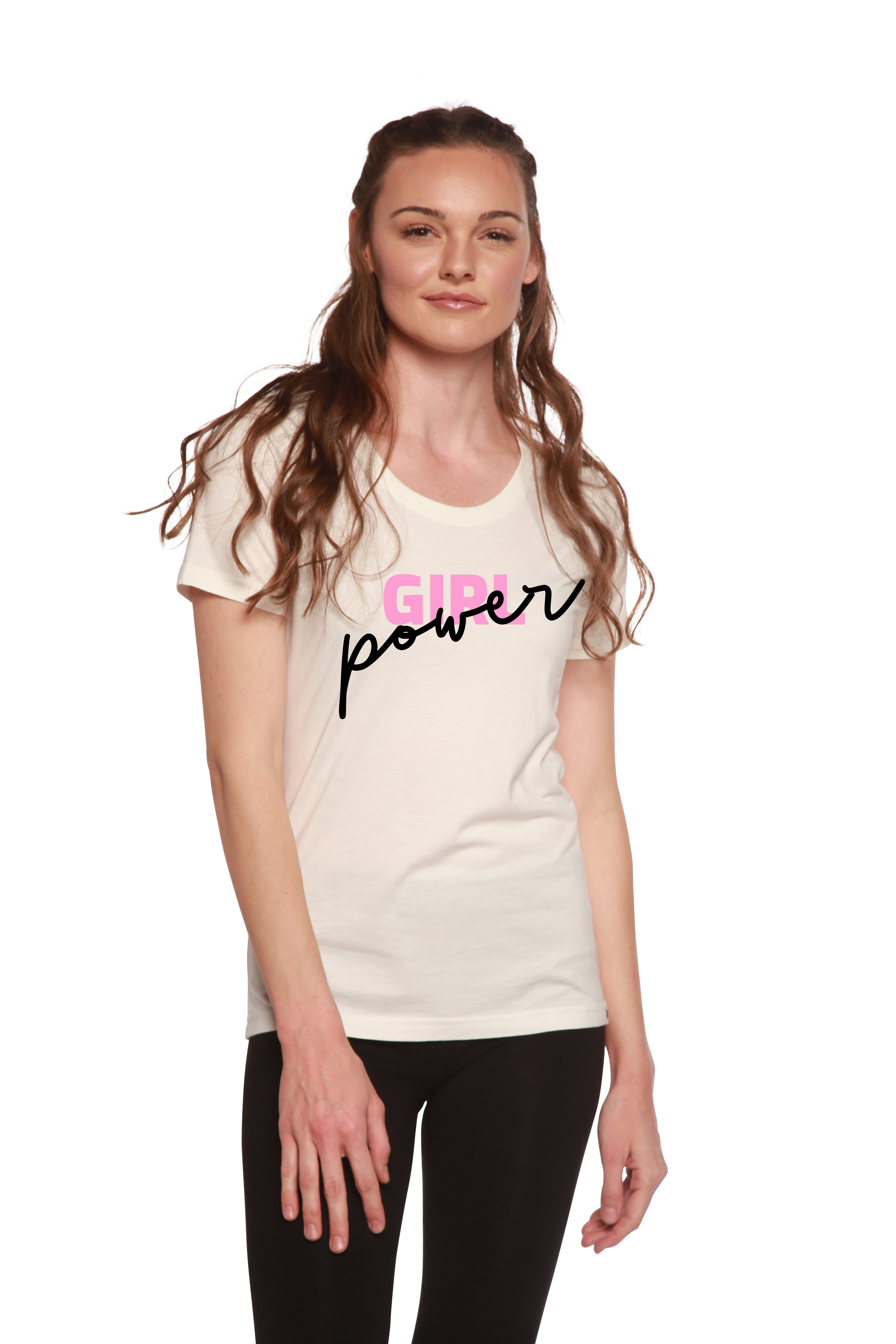 Spun Bamboo Girl Power Printed Women's Bamboo/Cotton Short Sleeve Scoop Neck T-Shirt — side view