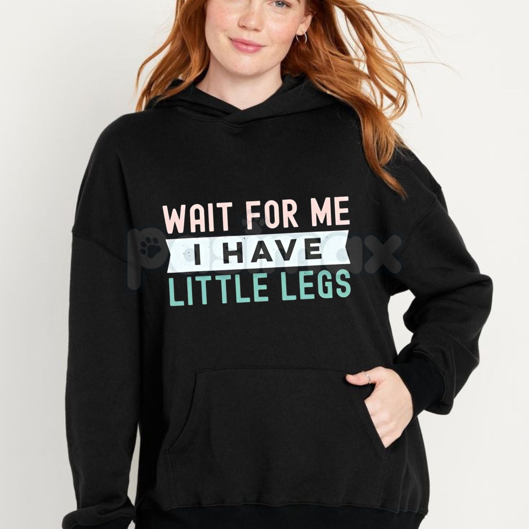 Pasimax "Wait For Me I Have Little Legs" Funny Hoodie – Sarcastic Corgi & Short People Humor Pullover, Cute Graphic Gift, Uni